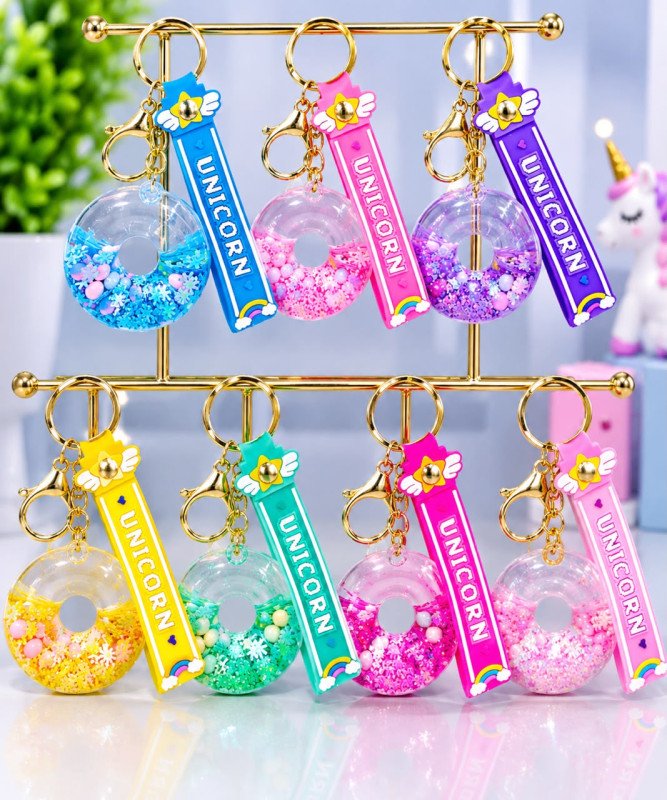 Porte Cle Unicorn En Forme De Beignet _YSK0534
