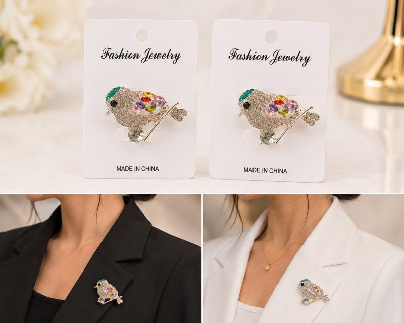 Broche Dorees  Forme Oiseau (XZ0561)