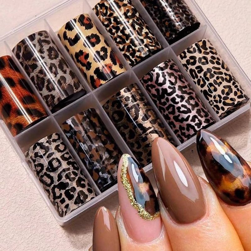 Foil Nail Motif Leopard