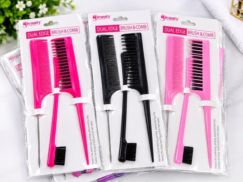 Kit De Coiffure (Brosse Double Face +Peigne A Queue + Peigne Crepage _Combo-40))