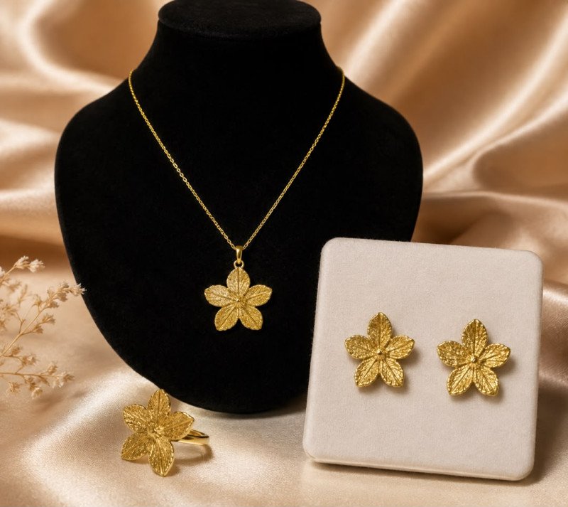 Collier En Forme Fleur Chaine+Bague+Boucle D'oreille (XLTZ0588)