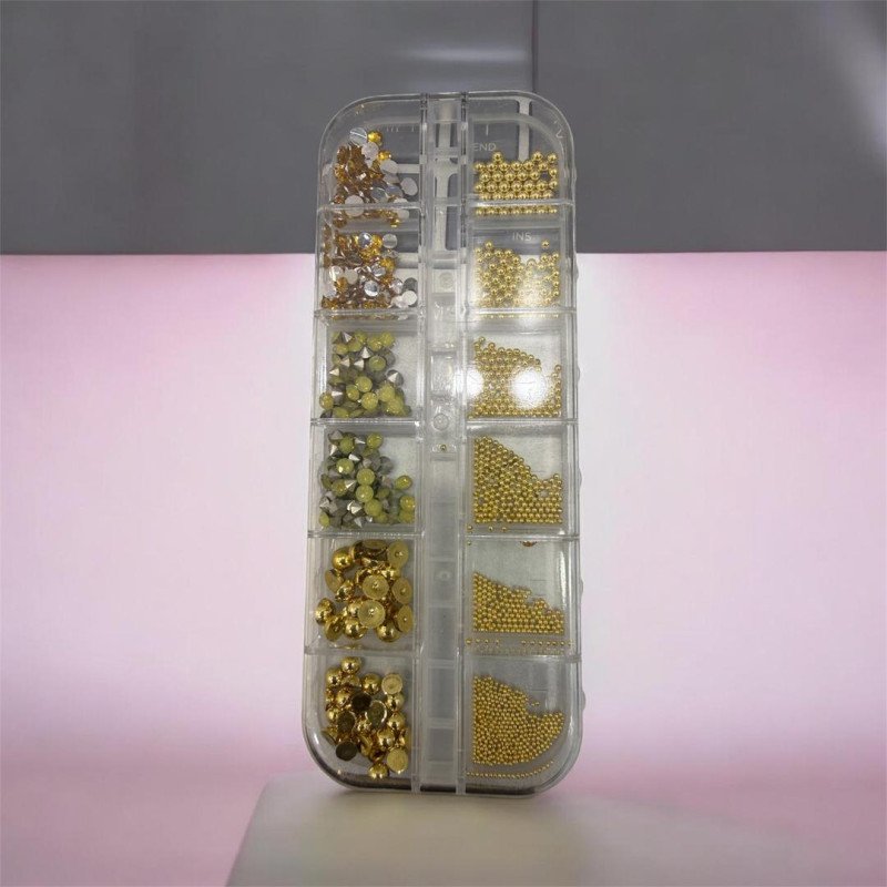Bijoux 3D Pour Ongles ( Strass, Perles Dorees) FJ429-43