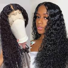 Lace Front Wig Kinky Curly (Cheveux Noir) 230%